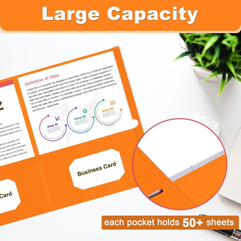 LAYZZ Folders with Pockets, 60 Pack Paper Pocket Folders, 2 Pocket File folders Fits Letter Size Paper, for School Office and Home (Orange) - Image 4
